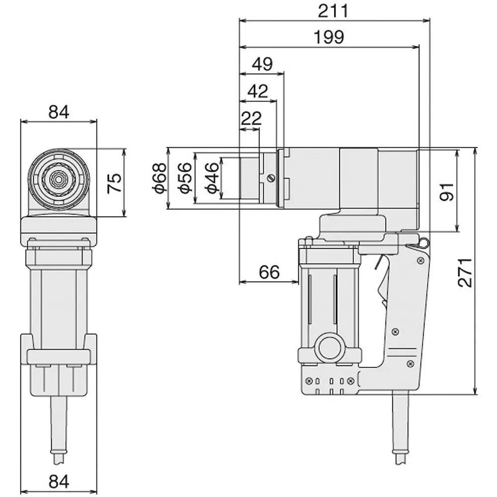 TONE Electric Shear Wrench Grip Rotation Type 1100 W 13.5 Amp 540 Nm Tighter Torque, M201HRT