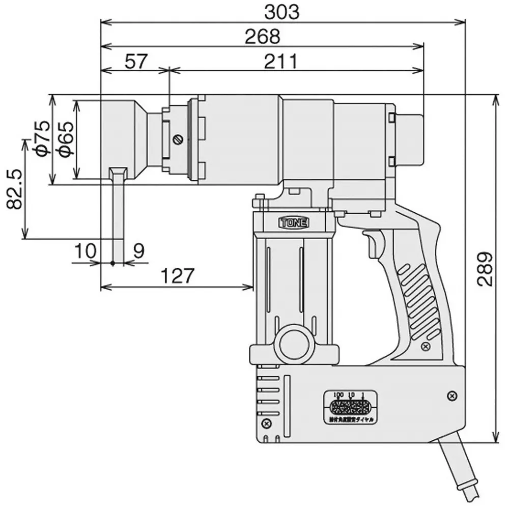 TONE M20 / M22 Nut Rotation Angle Wrench 1100 W 735 Nm Tightening Torque, TN22E-2T