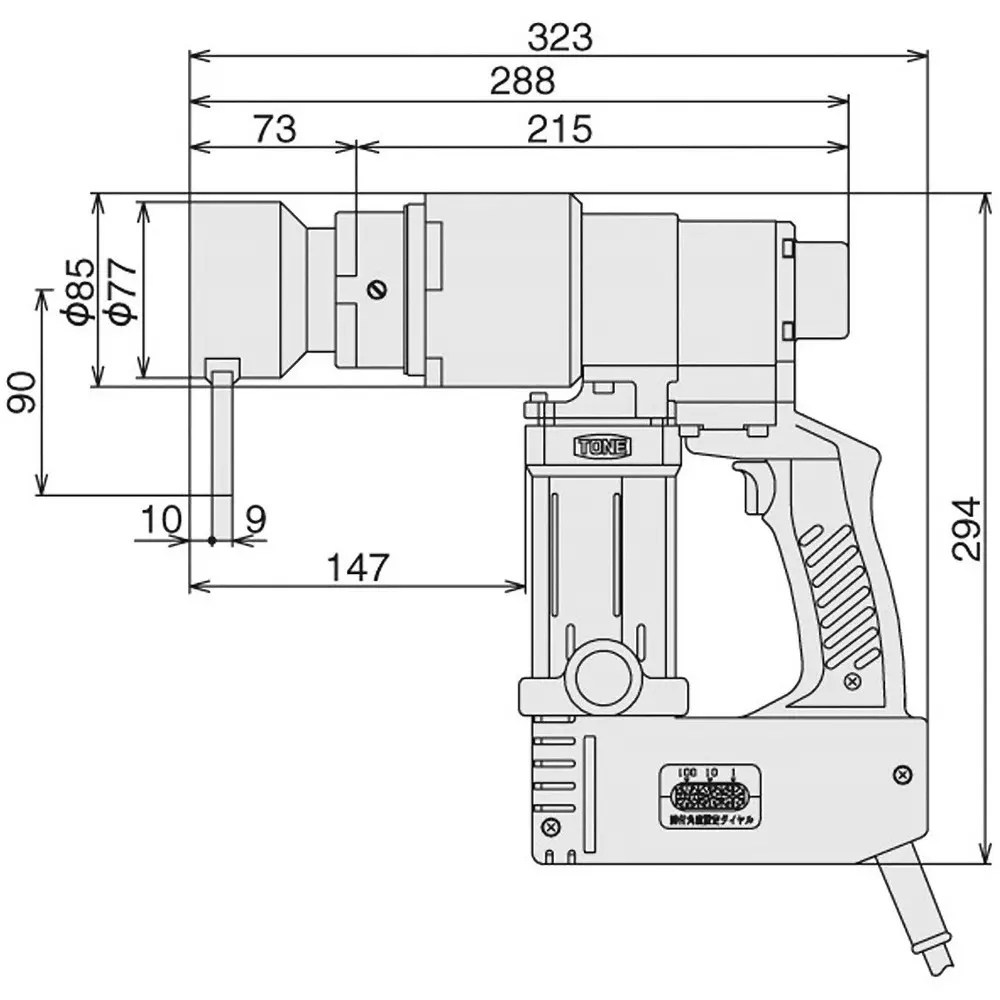 TONE M22 / M24 Nut Rotation Angle Wrench 1100 W 850 Nm Tightening Torque, TN24E-2T