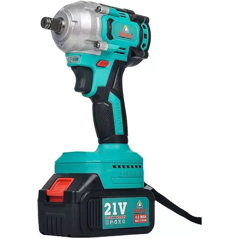 KEDYO Brushless Impact Wrench 12.7 mm Shank Diameter 550 nm 500 W Lithium Battery 21 V 4000 Mah x 2 Pc With Charger, K-550N