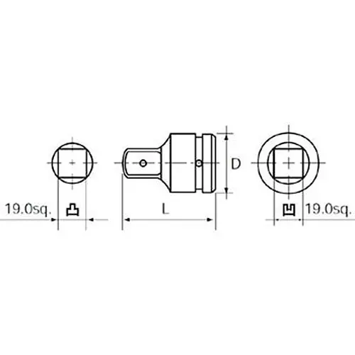Ktc Impact Wrench Adapter 19.0 mm Female to 12.7 mm Male Sq. Drive, BAP64