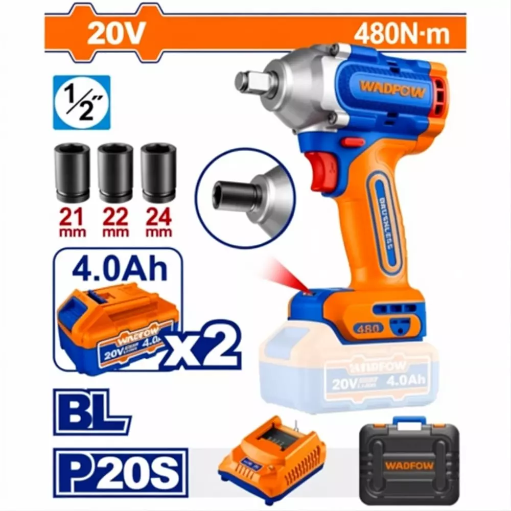 wadfow-impact-wrench-with-battery-charger-socket-kit-3-mode-setting-20-v-square-drive-type-12-inch-125-mm-480-nm-torque-wcd1b483