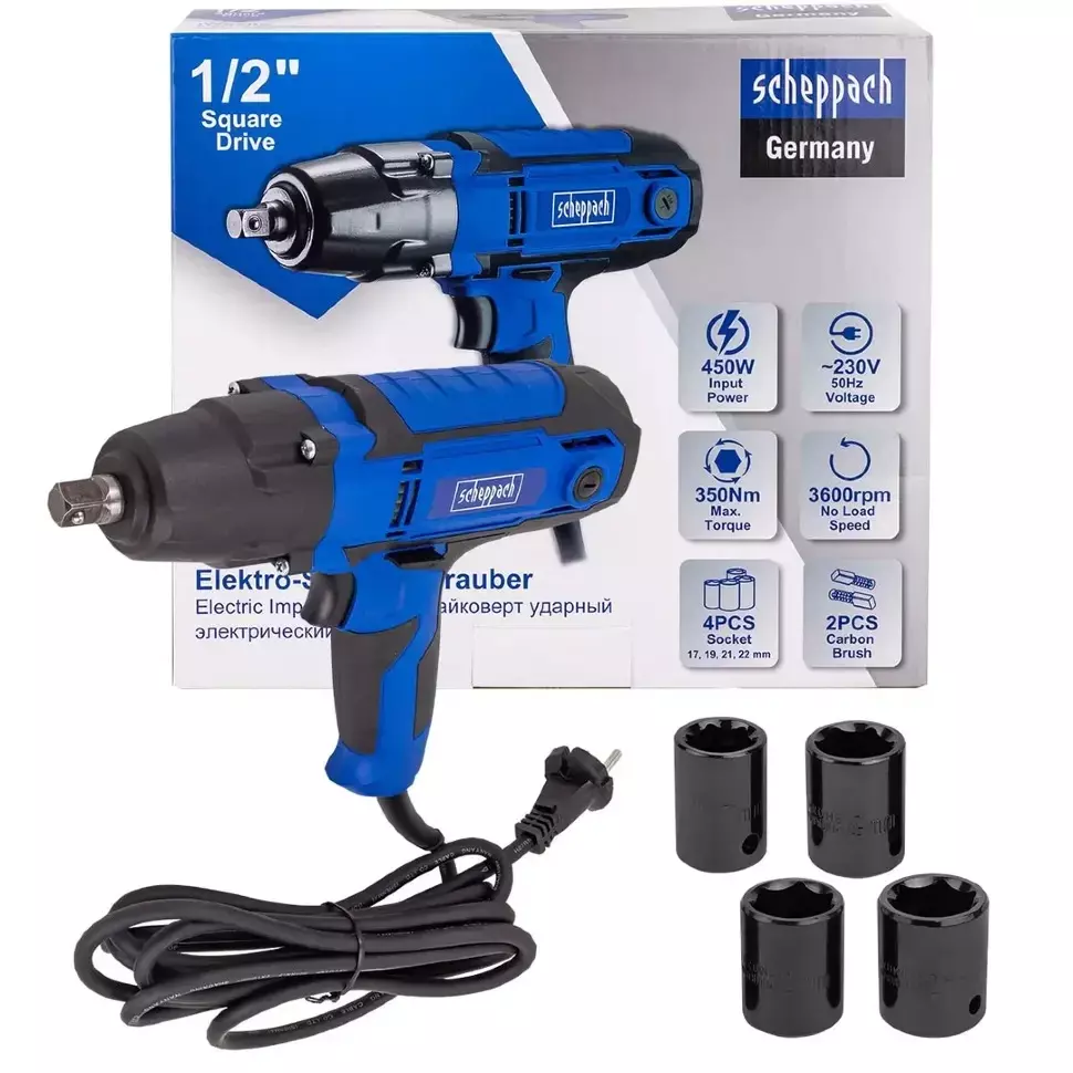 Scheppach Corded Impact Wrench 350 Nm 450 W, Sch-IW550S