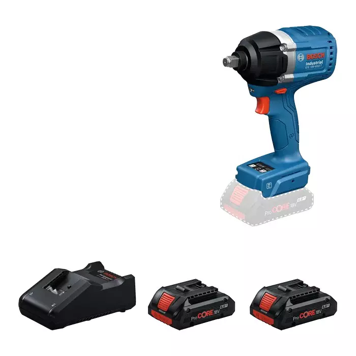 Bosch Impact Wrench 1/2 inch (12.7 mm) Square 100 to 450 Nm Torque and 0 to 2000 RPM Speed, IDS 18V-650T (With Battery & Charger)