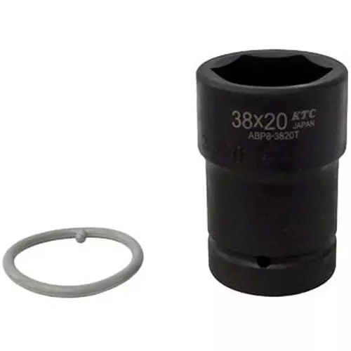 Ktc Truck Hub Nut Socket 38 mm Hex 20 mm Square Hole 25.4 mm Sq. Drive, ABP8-3820TP