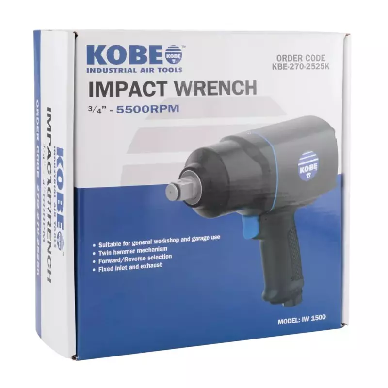 KOBE Impact Wrench 3/8 inch (9.52 mm), 3/4 inch (19.05 mm) Drive Size, KBE2702525K