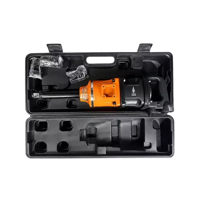 Spear Impact Wrench Kit 1 Inch (25.4 mm) Drive Size 90 PSI Air Pressure 10 CFM Air Consumption Black & Orange Color