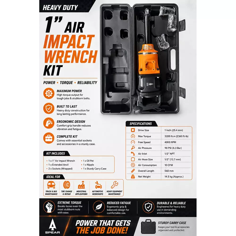 spear-impact-wrench-kit-1-inch-254-mm-drive-size-90-psi-air-pressure-10-cfm-air-consumption-black-orange-color