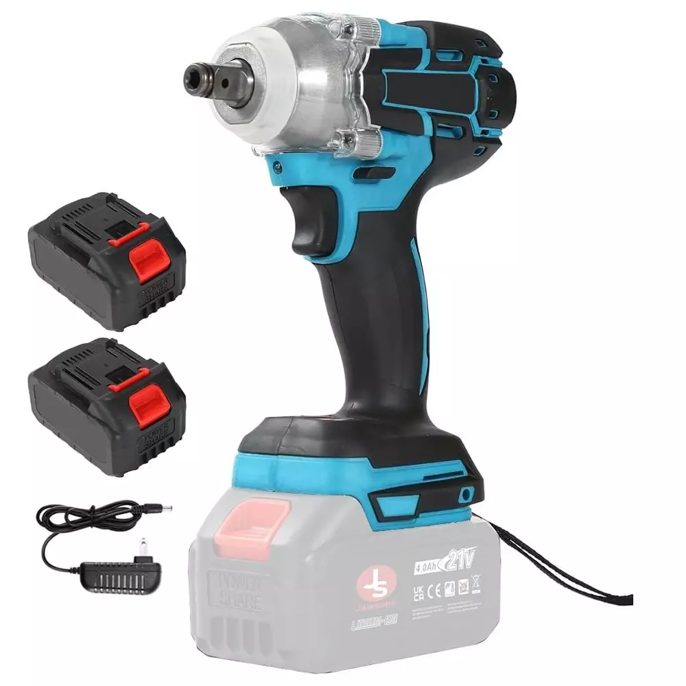 Jawsons Cordless Brushless Impact Wrench 450 Nm Max Torque, 2-Speed 20+3 Settings with 2x 2.5Ah Li-Ion Batteries & Charger