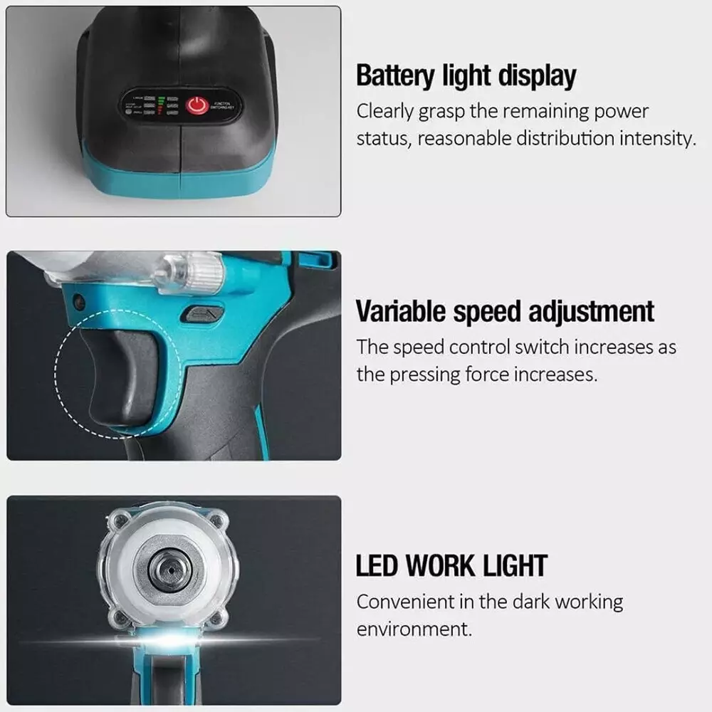 Jawsons Cordless Brushless Impact Wrench 450 Nm Max Torque, 2-Speed 20+3 Settings with 2x 2.5Ah Li-Ion Batteries & Charger