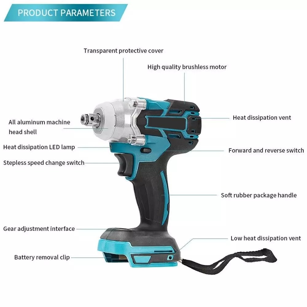 Jawsons Cordless Brushless Impact Wrench 450 Nm Max Torque, 2-Speed 20+3 Settings with 2x 2.5Ah Li-Ion Batteries & Charger