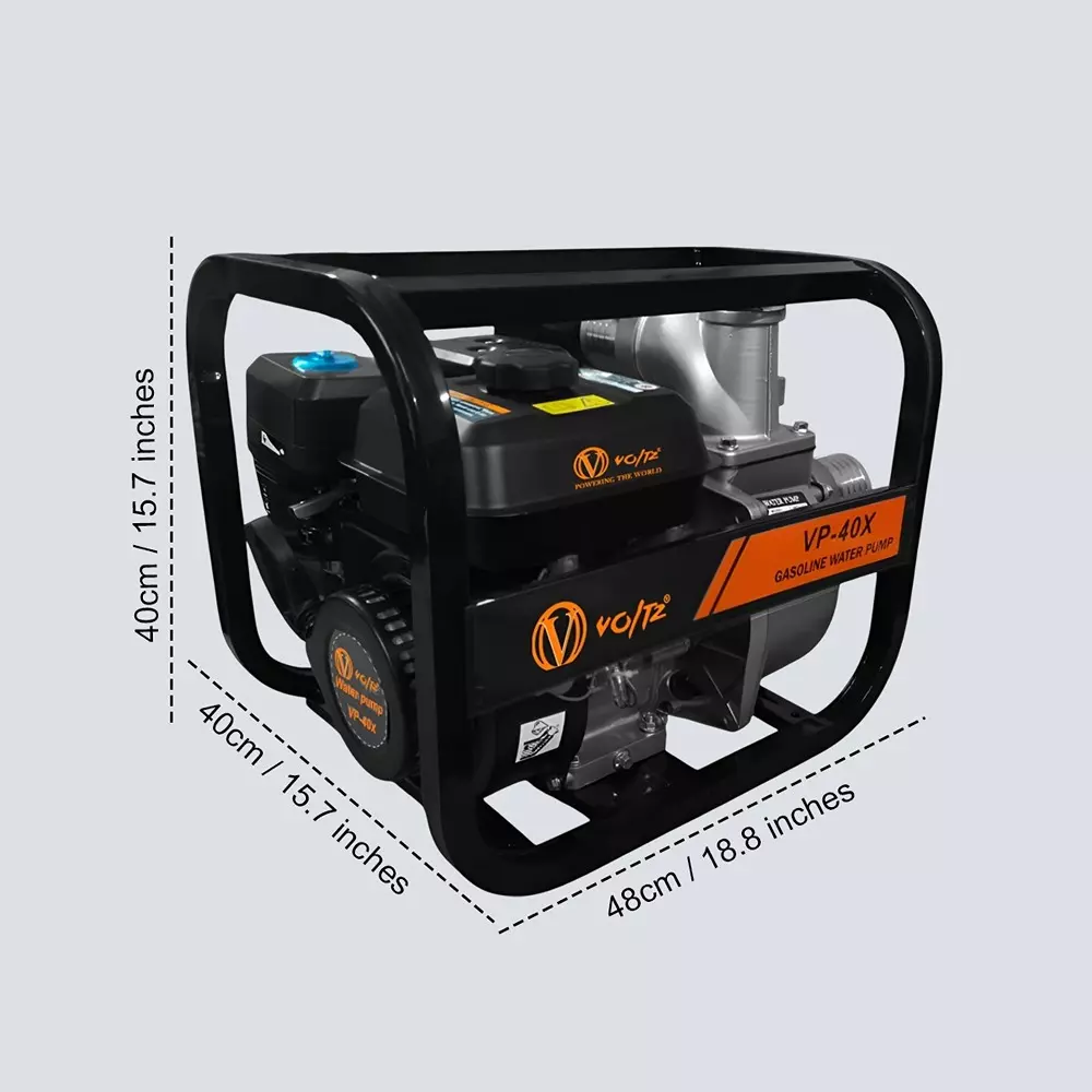 Voltz Gasoline Engine Water Pump 4 Stroke Torque 7 HP Fuel Power 212 cc Cast Iron Black for Water Pump Use, VP-40X