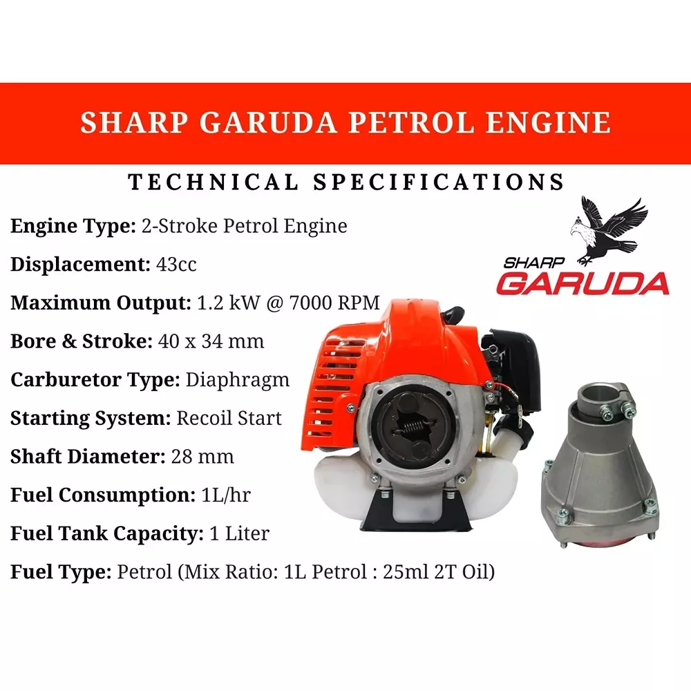 sharp-garuda-petrol-engine-2-stroke-43cc-for-all-kind-of-brush-cutters-power-sprayer-selective-agriculture-weeders-engine-only