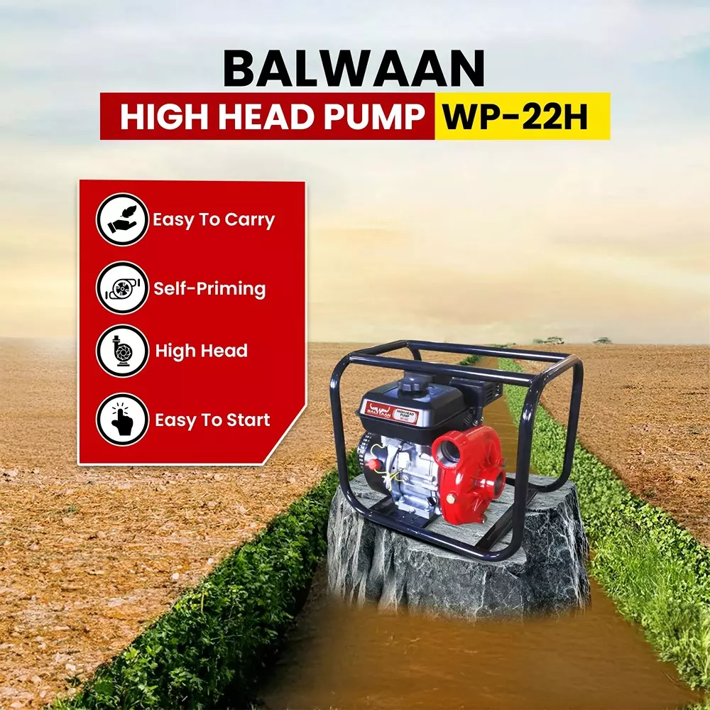 Balwaan Water Pump 7 HP 4 Stroke 212 CC Petrol 3600 RPM, WP-22H