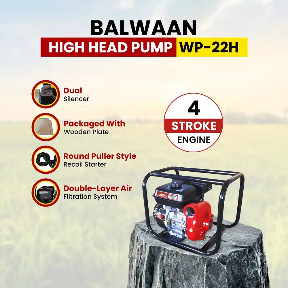 Balwaan Water Pump 7 HP 4 Stroke 212 CC Petrol 3600 RPM, WP-22H