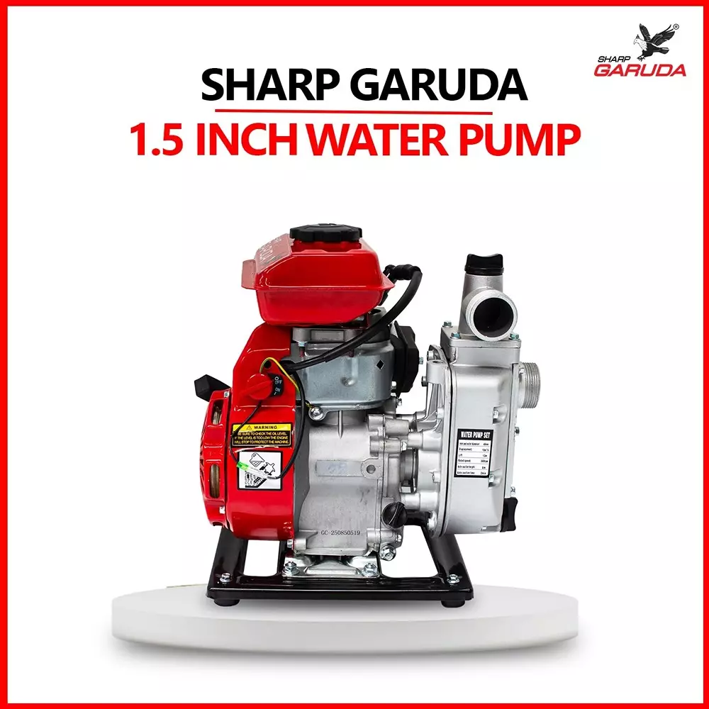 sharp-garuda-portable-water-pump-98cc-25-hp-4-stroke-petrol-engine-15-inch-40-mm-inletoutlet-for-irrigation-agriculture-construction-use