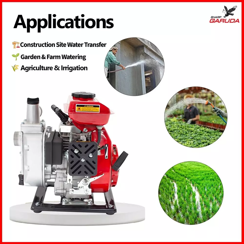 sharp-garuda-portable-water-pump-98cc-25-hp-4-stroke-petrol-engine-15-inch-40-mm-inletoutlet-for-irrigation-agriculture-construction-use