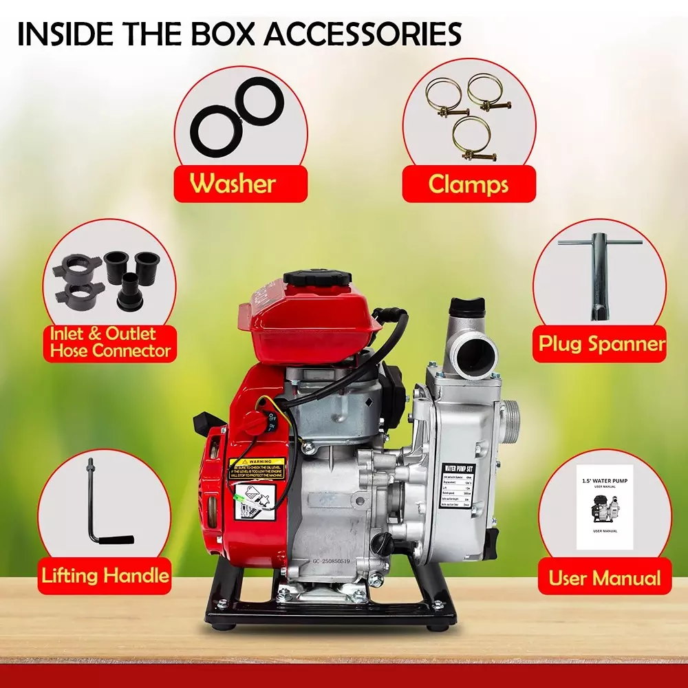 sharp-garuda-portable-water-pump-98cc-25-hp-4-stroke-petrol-engine-15-inch-40-mm-inletoutlet-for-irrigation-agriculture-construction-use