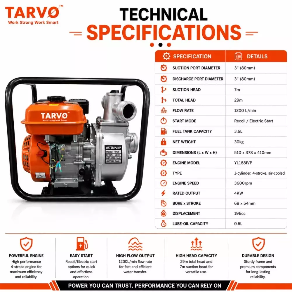 tarvo-4-kw-water-pump-with-yl168fp-engine-196-cc-displacement-and-1200-lpm-flow-rate-aw-68
