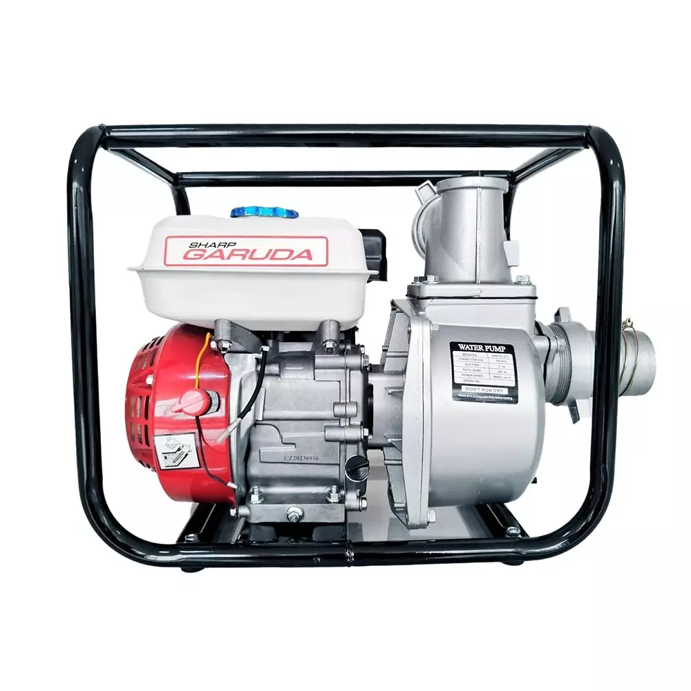 Sharp Garuda Water Pump 196cc 4-Stroke 6.5 HP Petrol Engine 3 Inch (76.2 mm) Inlet/Outlet for Irrigation, Agriculture, Construction Use