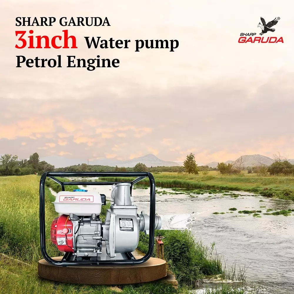 sharp-garuda-water-pump-196cc-4-stroke-65-hp-petrol-engine-3-inch-762-mm-inletoutlet-for-irrigation-agriculture-construction-use
