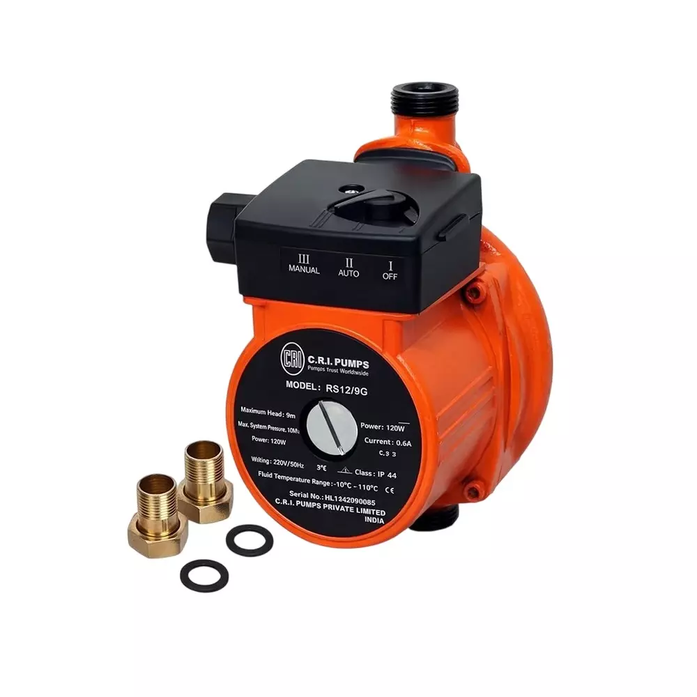 CRI 0.16 HP Inline Circulatory Pump With Mounting Bracket 120 W 1500 LPH Flow Rate Head range 0 - 9 m, RS12/9G