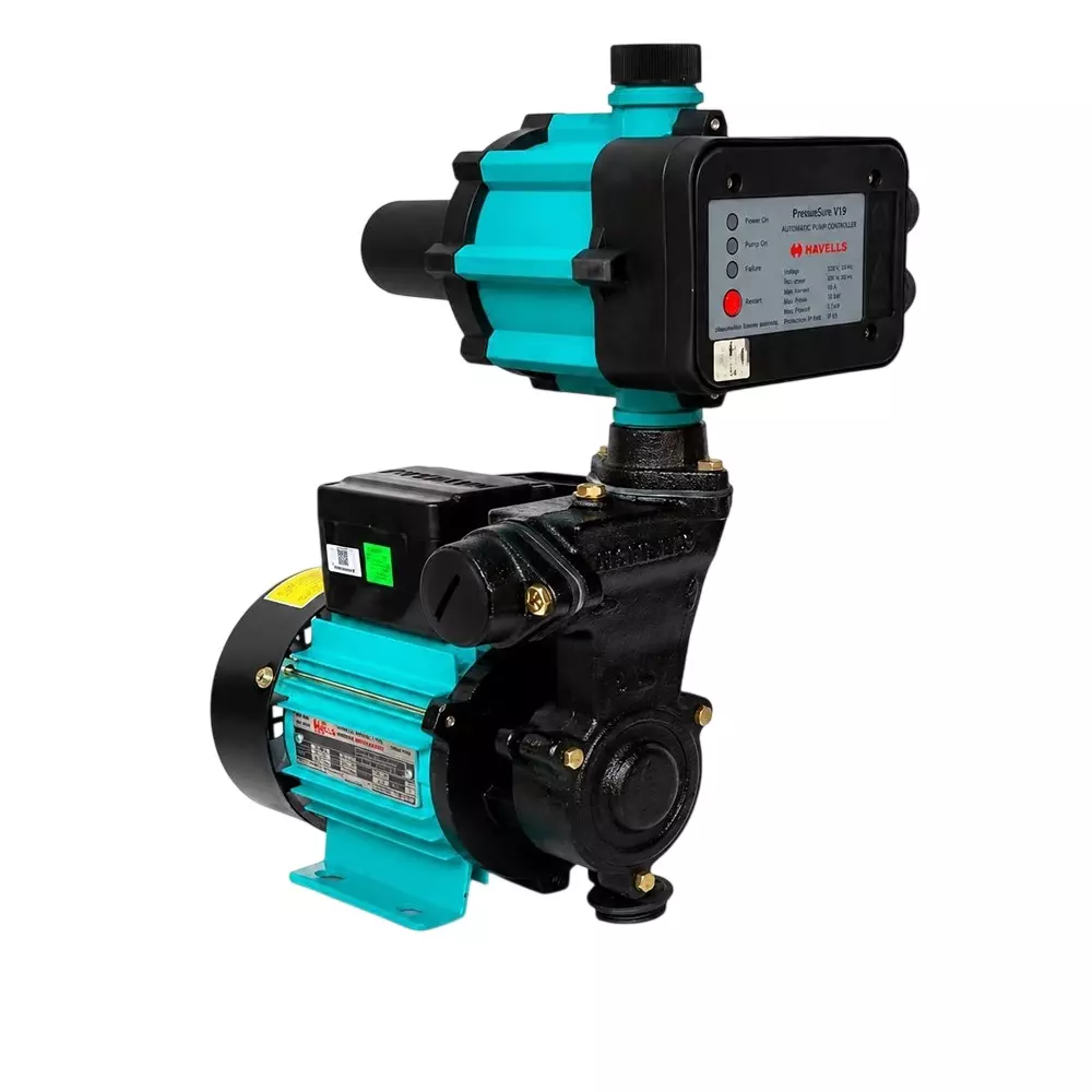 Havells 0.5 HP Booster Pressure Pump With Controller 0.37 kW 1000 LPH Flow Rate Head range 6 - 27 m, PressureSure V19