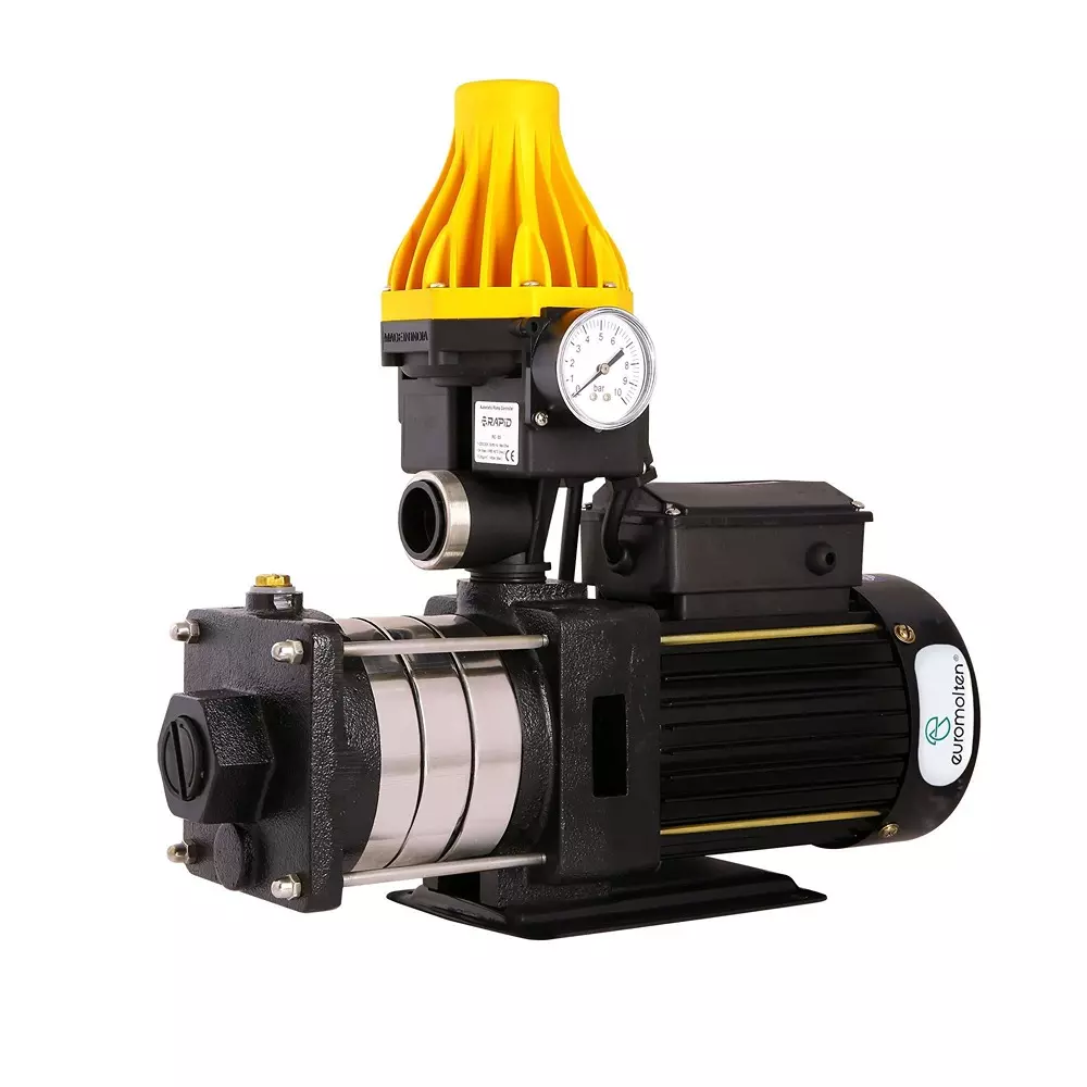 EUROMOLTEN 1 HP Single Phase Pressure Booster Pump with Automatic Pump Controller For 4 Bathroom x 1 Kitchen, EPB1025