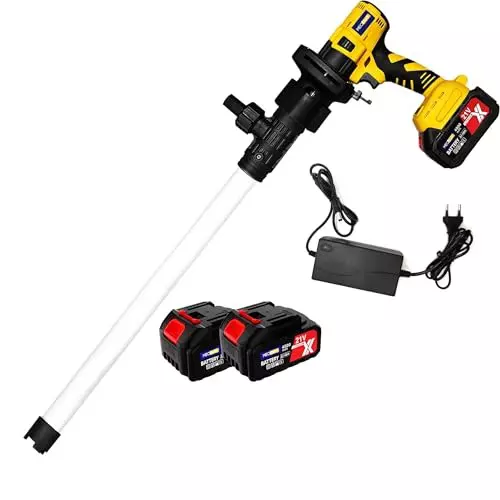 MECRAAF Cordless Portable Oil Pump with Battery & Charger Kit Brushless Motor 21 V 8000–10000 RPM Speed Yellow & Black, YBARREL