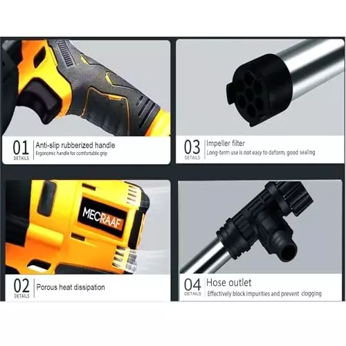MECRAAF Cordless Portable Oil Pump with Battery & Charger Kit Brushless Motor 21 V 8000–10000 RPM Speed Yellow & Black, YBARREL