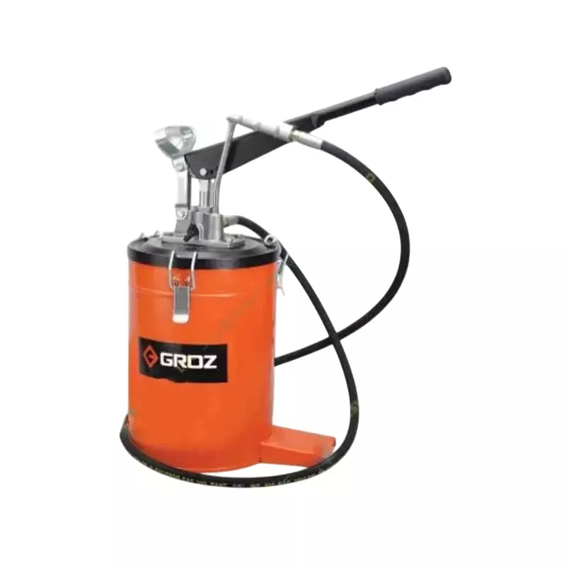 Groz Hydraulics Grease Pump Bucket 8 Kg Capacity 9 g/stroke Discharge Rate with 2 m Hose Length, VGP/10A