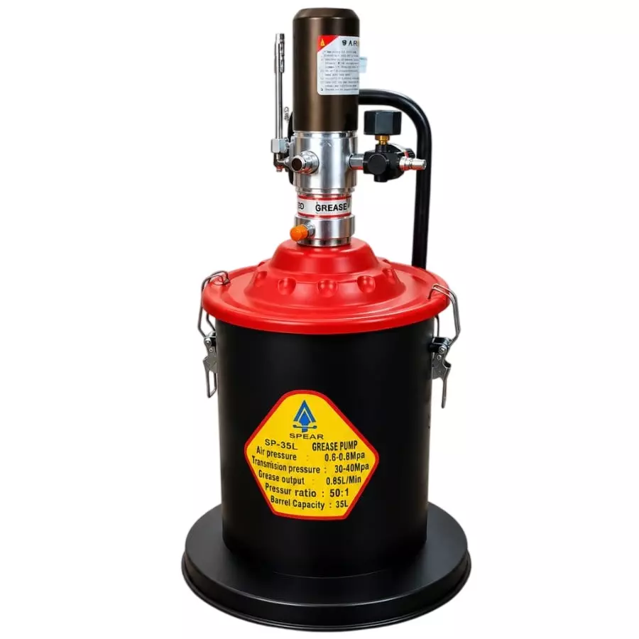 Spear Bucket Grease Pump 35 L Capacity 0.85 L/Min Grease Output 50:1 Pressure Ratio Suitable for NLGI 0# – 2# Grease, SP-35L