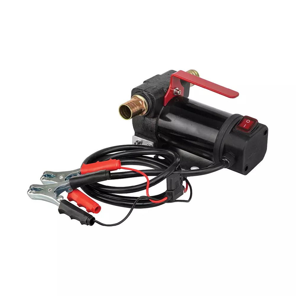Groz V Series Electric Diesel Pump Base Mount 12 V DC Upto 45 LPM Flow Rate with 2 m with Fuse & Aligator Clip, DP/12M/ST