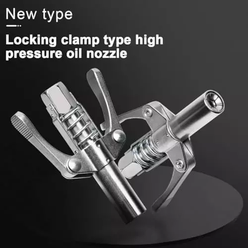 MECRAAF Grease Gun Coupler Dual Handle 10000 PSIPressure 3 mm (1/8 inch) NPT Thread 30 cm Hose Length, HT-GGC