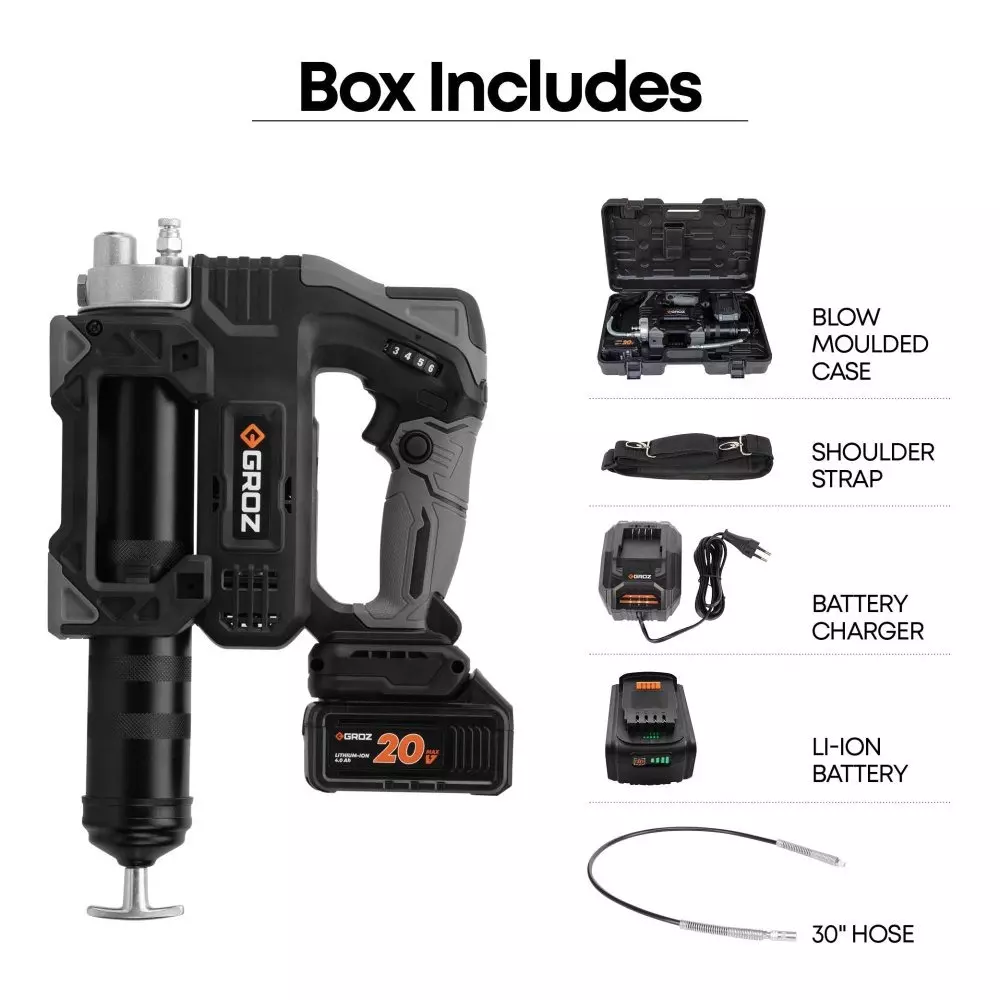 groz-grease-gun-with-battery-and-adaptor-20-v-up-to-10000-psi-pressure-for-dewalt-milwaukee-and-metabo-bgg20dmm