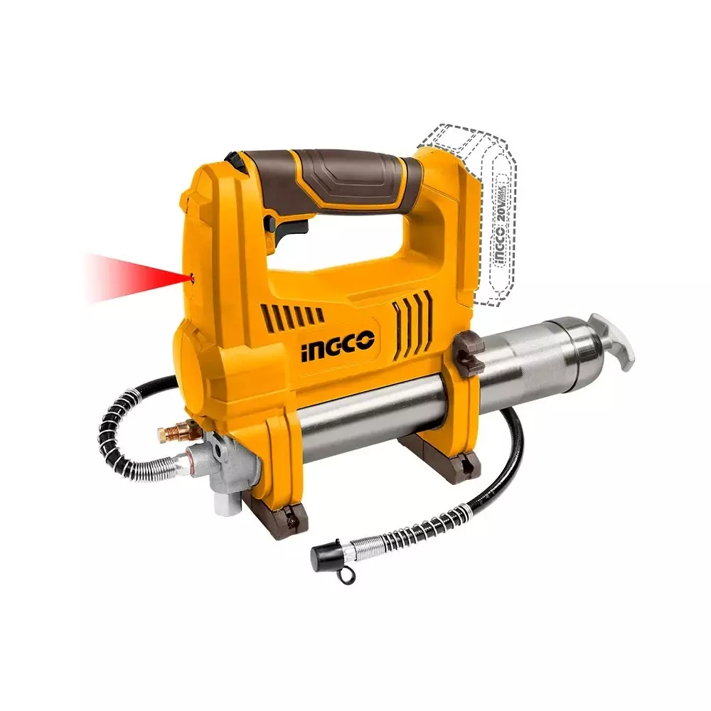 Ingco Cordless Grease Gun 453 g Grease Capacity and 282 g/min Flow Rate, GGLI2010 (Without Battery and Charger)