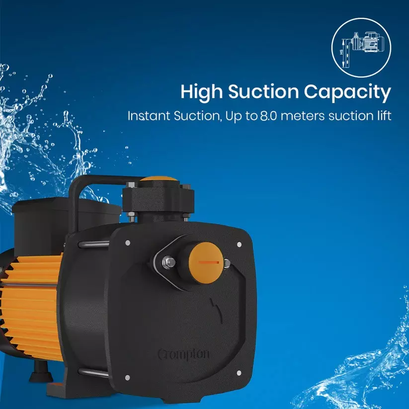 Crompton 0.5 HP Shallow Well Jet Pump Plus Series Single Phase and 3000-540 LPH Flow Rate, SWJ50AP-30 PLUS