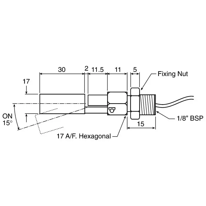 SENSATA Float Switch / CYNERGY3 SSF213 Series Horizontal Stainless Steel 500 mm Cable NO/NC 24V AC max DC, SSF213T050