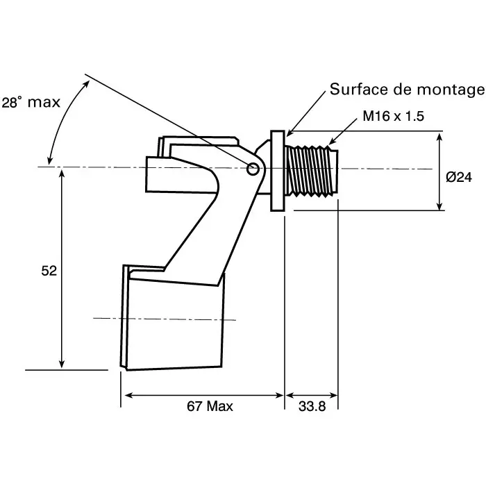 SENSATA Float Switch / CYNERGY3 RSF10 Series Direct Mounting Polyphenylene Sulfide 500 mm Cable NO/NC 240V AC, RSF16Y050TG