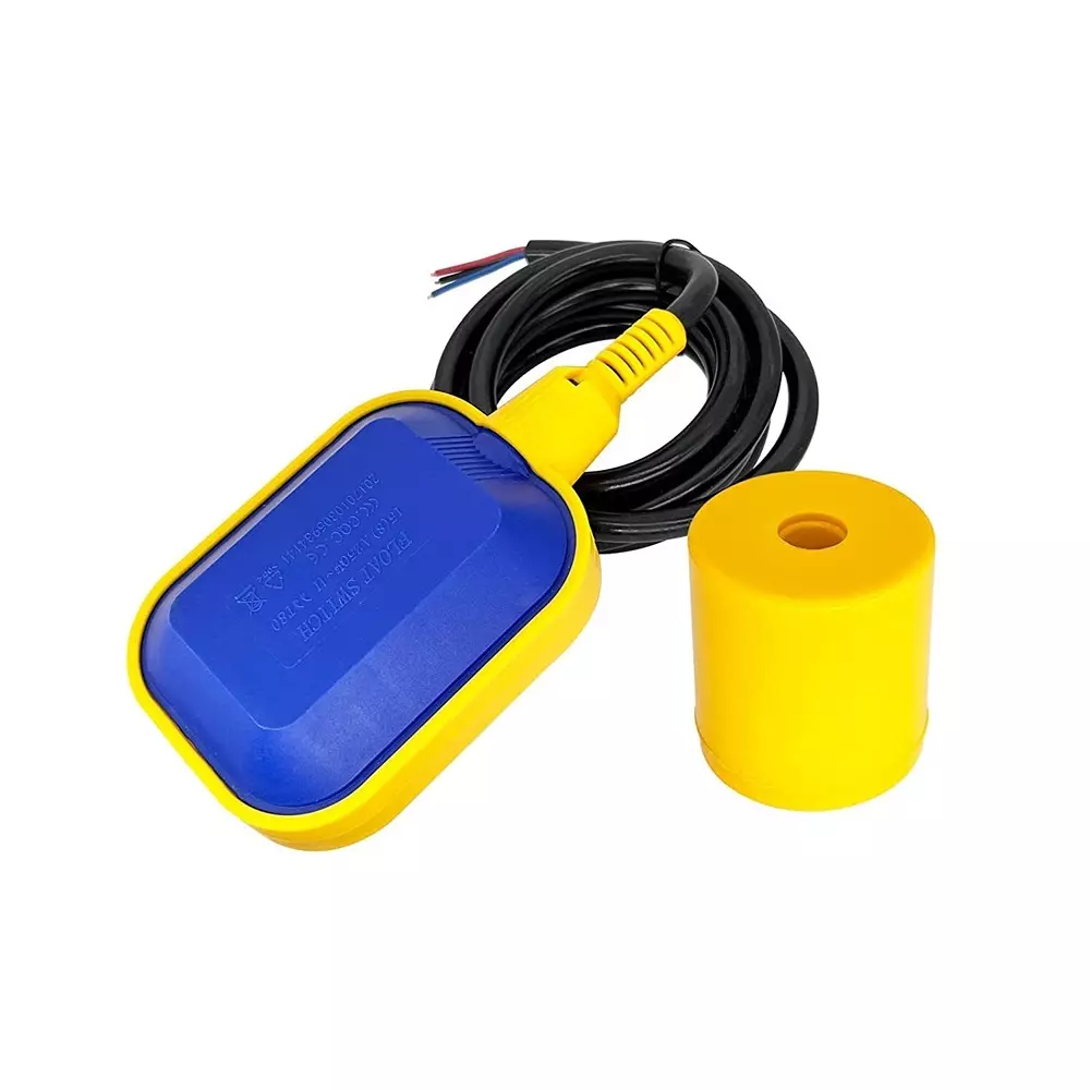 FTC Float Switch Polypropylene with 2 m PVC Wire for Sump Pump, Yellow & Blue
