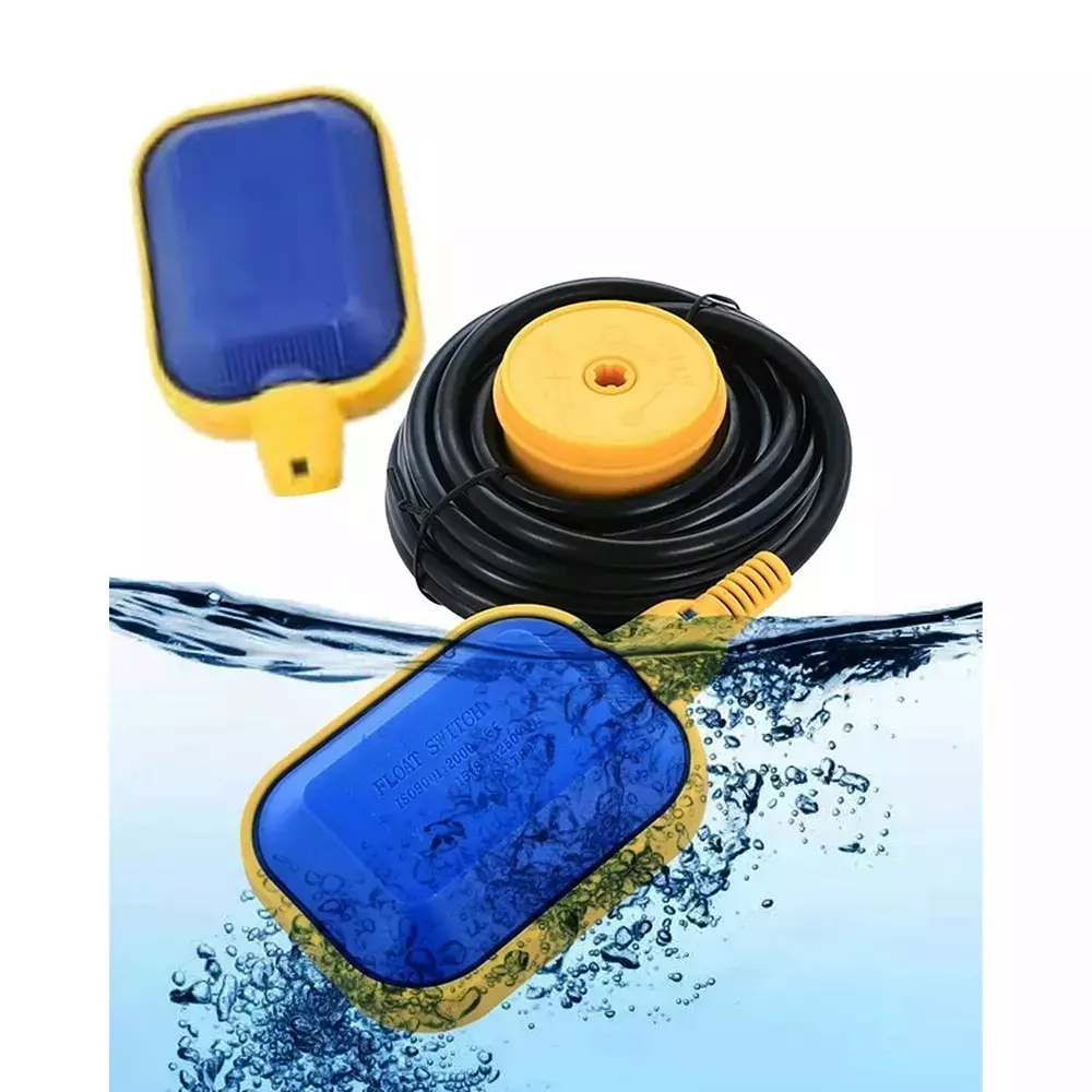 FTC Float Switch Polypropylene with 2 m PVC Wire for Sump Pump, Yellow & Blue