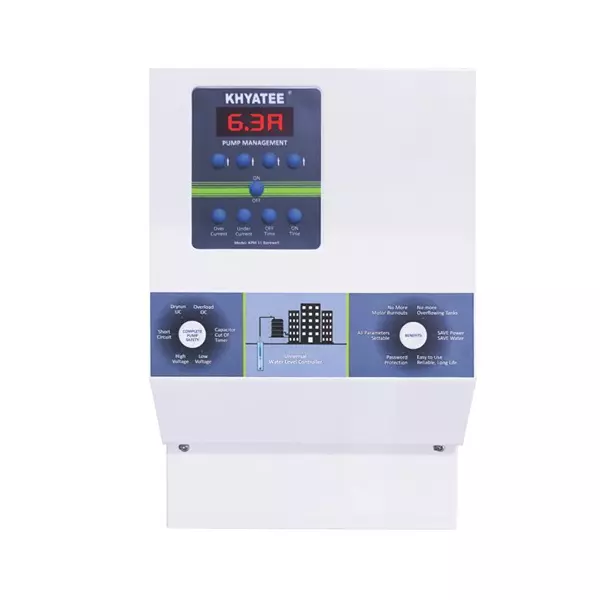 KHYATEE KPM 11 Borewell Series 1 Phase Starter with Water Level Controller, 250 - 300 µF Start and 50+50+50 µF Run Capacitor, 5 HP Power, 2-40 A Current and Mild Steel Enclosure