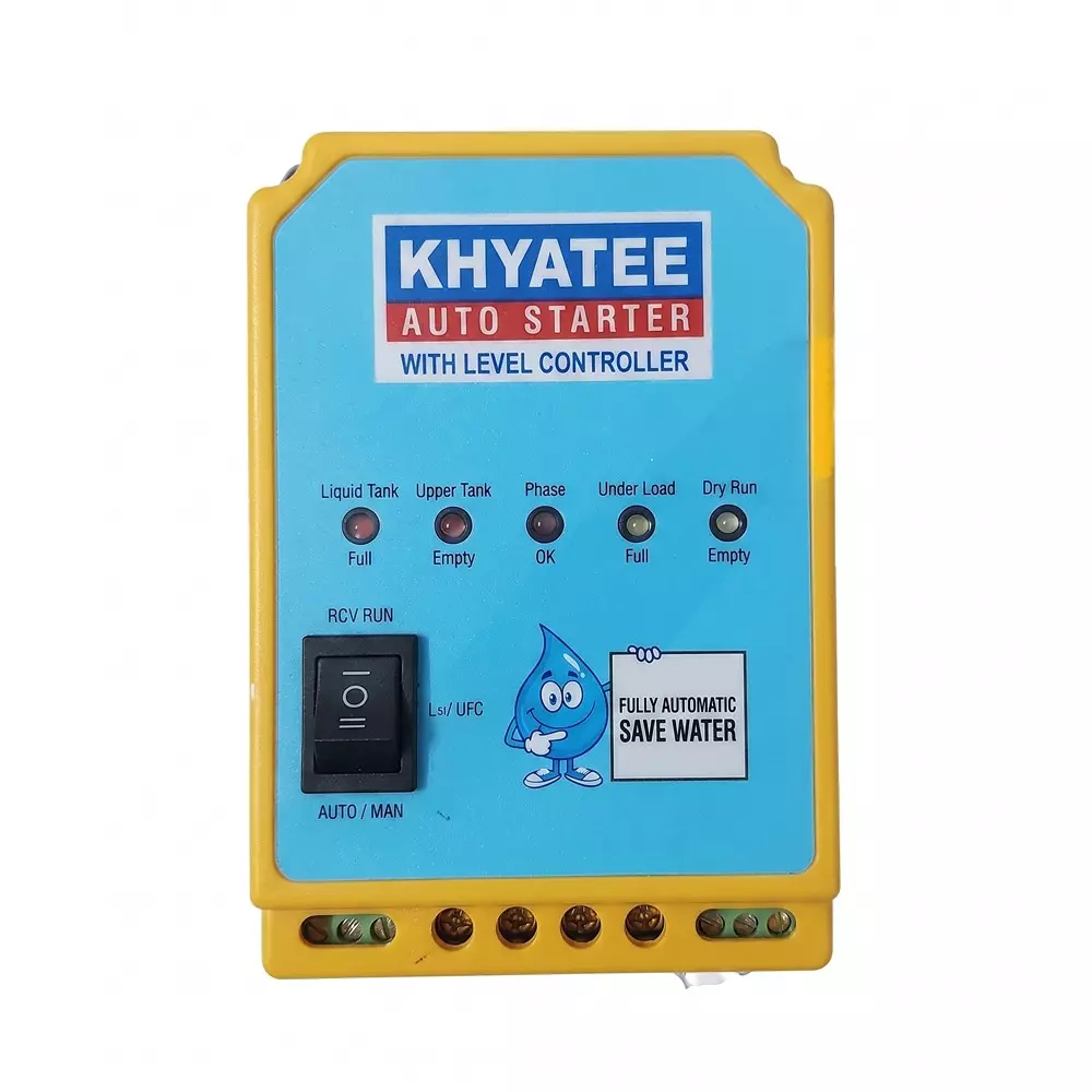 KHYATEE 1 Phase Autostarter WLC With 2 Inline Sensors Upto 3 HP Power, 0.5-15 A Current Range and ABS Plastic Enclosure