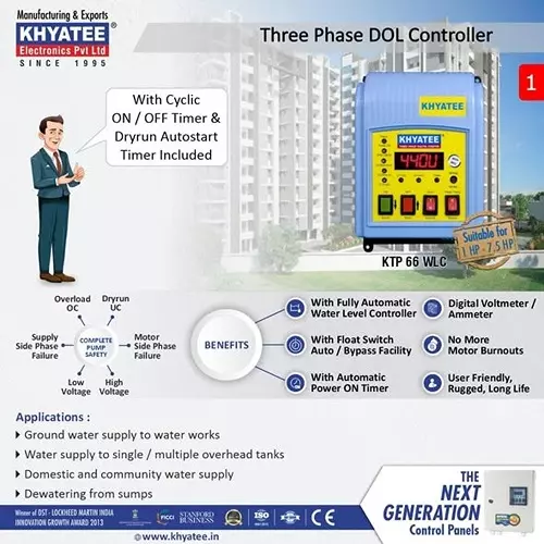 khyatee-ktp-66-wlc-series-3-phase-dol-starter-with-water-level-controller-upto-75-hp-power-and-2-22-a-current-range