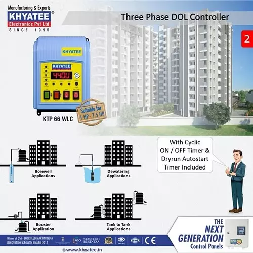 khyatee-ktp-66-wlc-series-3-phase-dol-starter-with-water-level-controller-upto-75-hp-power-and-2-22-a-current-range