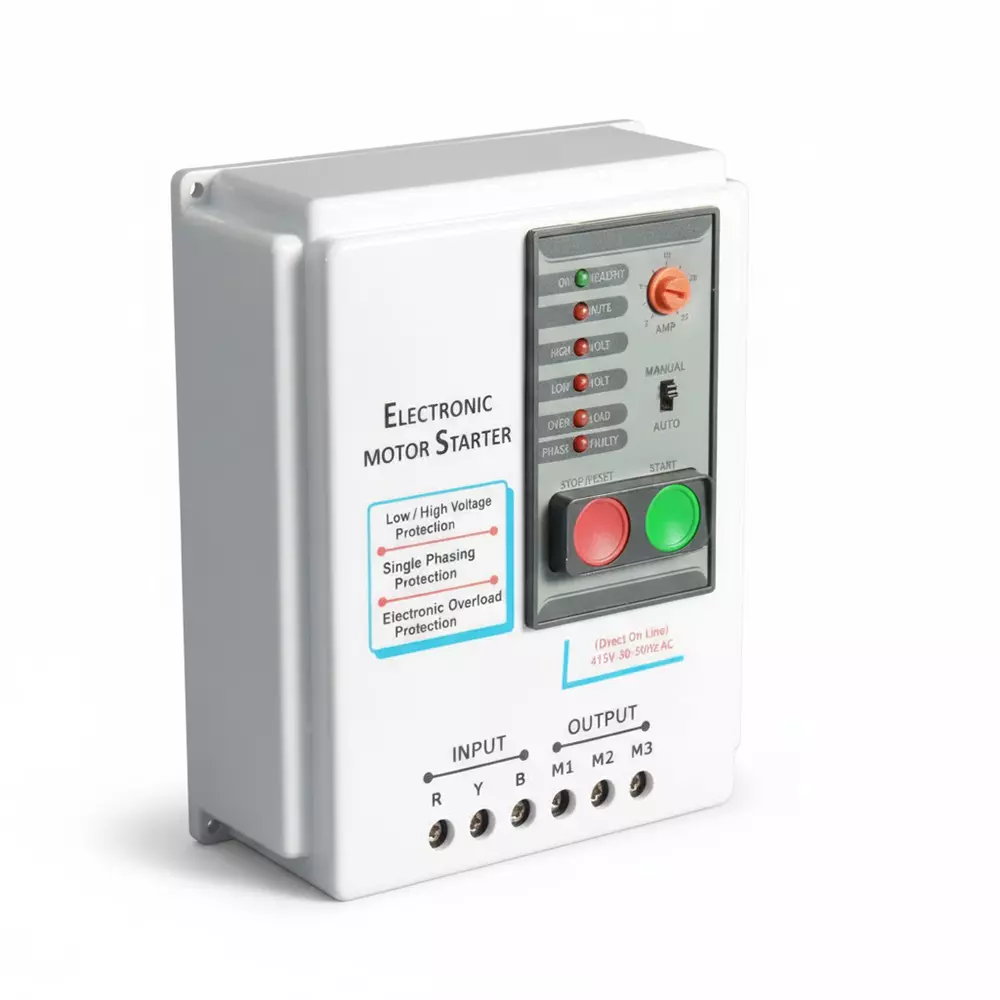 Logic Tracks DOL Electric Motor Starter 3 Phase Wall Mounted Up to 7.5 HP Power for Industrial Use