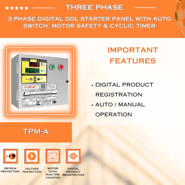 vukar-three-phase-5-hp-digital-dol-starter-panel-with-auto-switch-timer-motor-safety-tpm-a