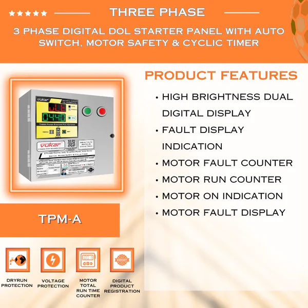 vukar-three-phase-5-hp-digital-dol-starter-panel-with-auto-switch-timer-motor-safety-tpm-a