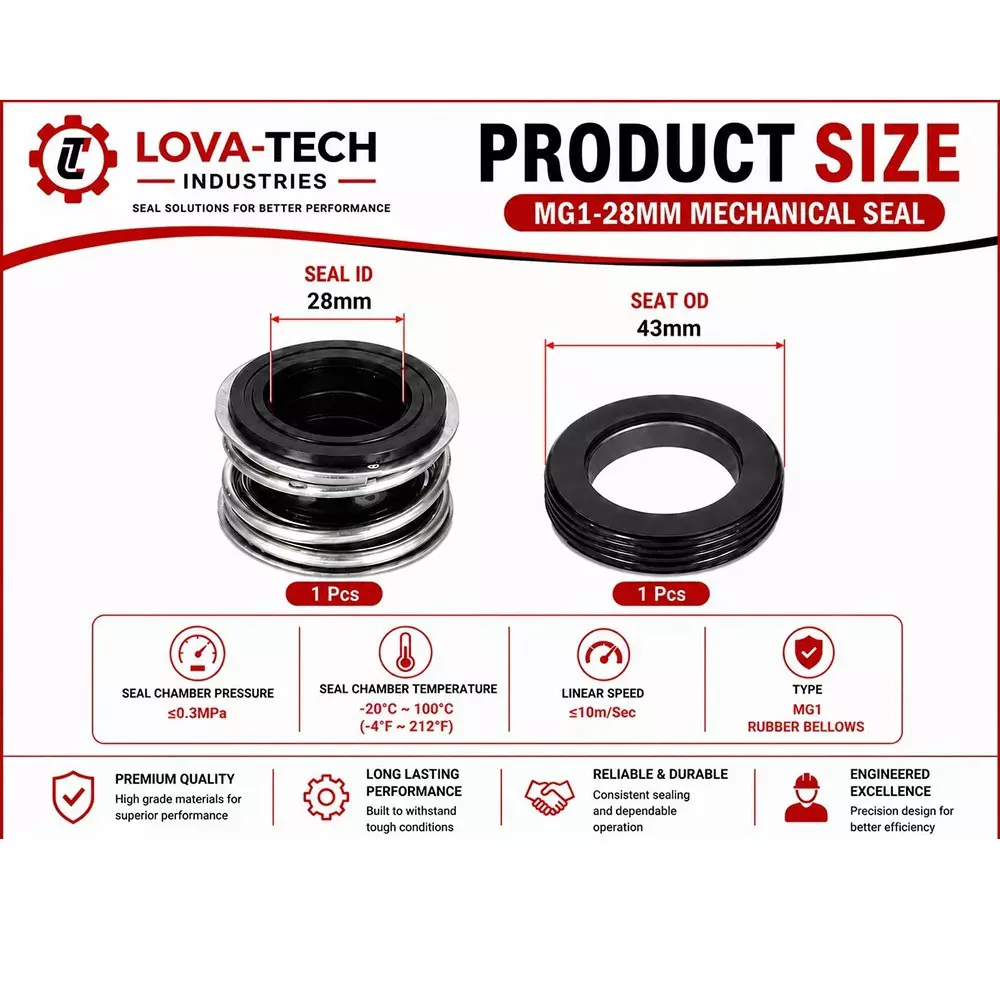 lova-tech-mechanical-seal-mg1-with-g60-stationary-seat-28-mm-shaft-size-10-to-120c-temperature-range-and-nbrss304carbon-body-for-pumps-lt-s01-28