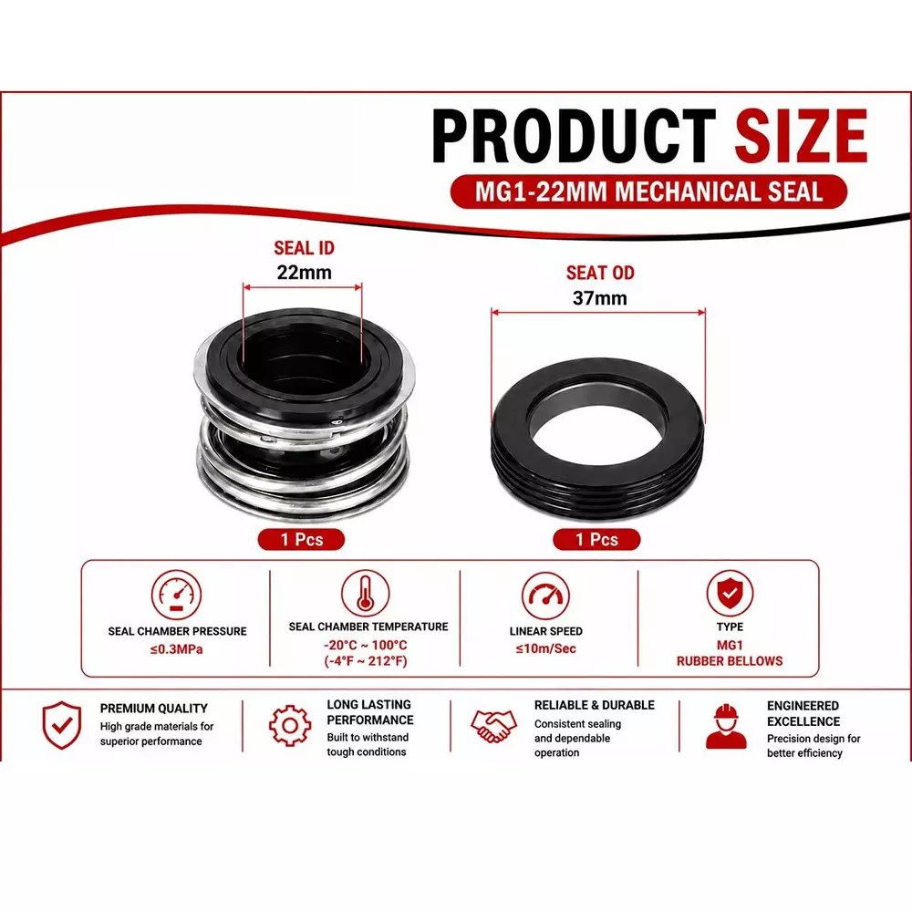 generic-mechanical-seal-mg1-with-g60-stationary-seat-22-mm-shaft-size-10-to-120c-temperature-range-and-nbrss304carbon-body-for-pumps-lt-s01-22